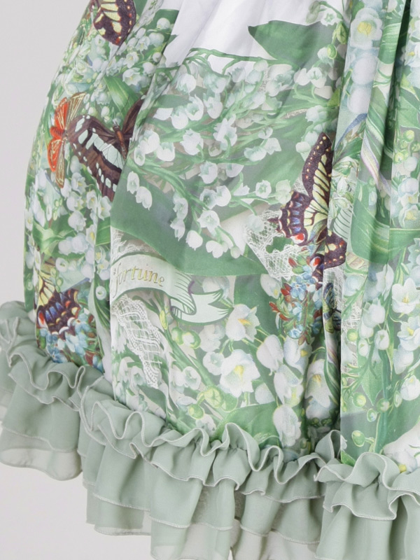緑のすずらんとアゲハ蝶なトリプルフォーチュンのロリィタ服✿Triple 